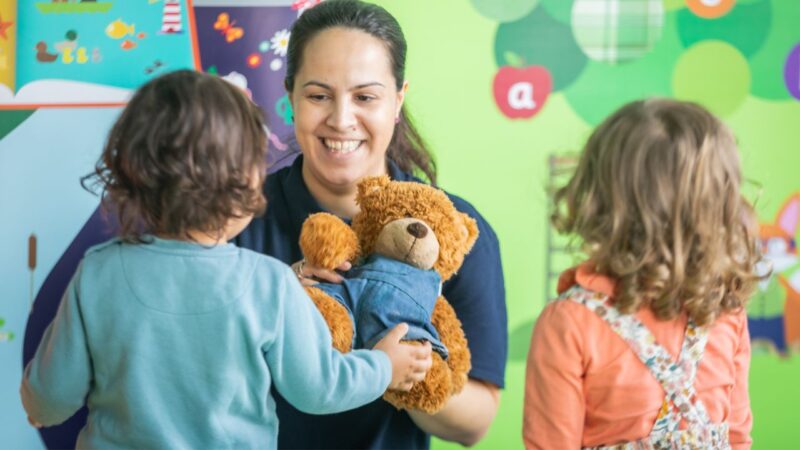 Woman with children at event