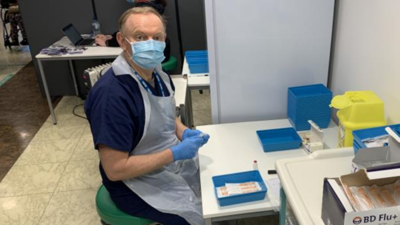 Martin Ellis working in a vaccination clinic in NHS South West London